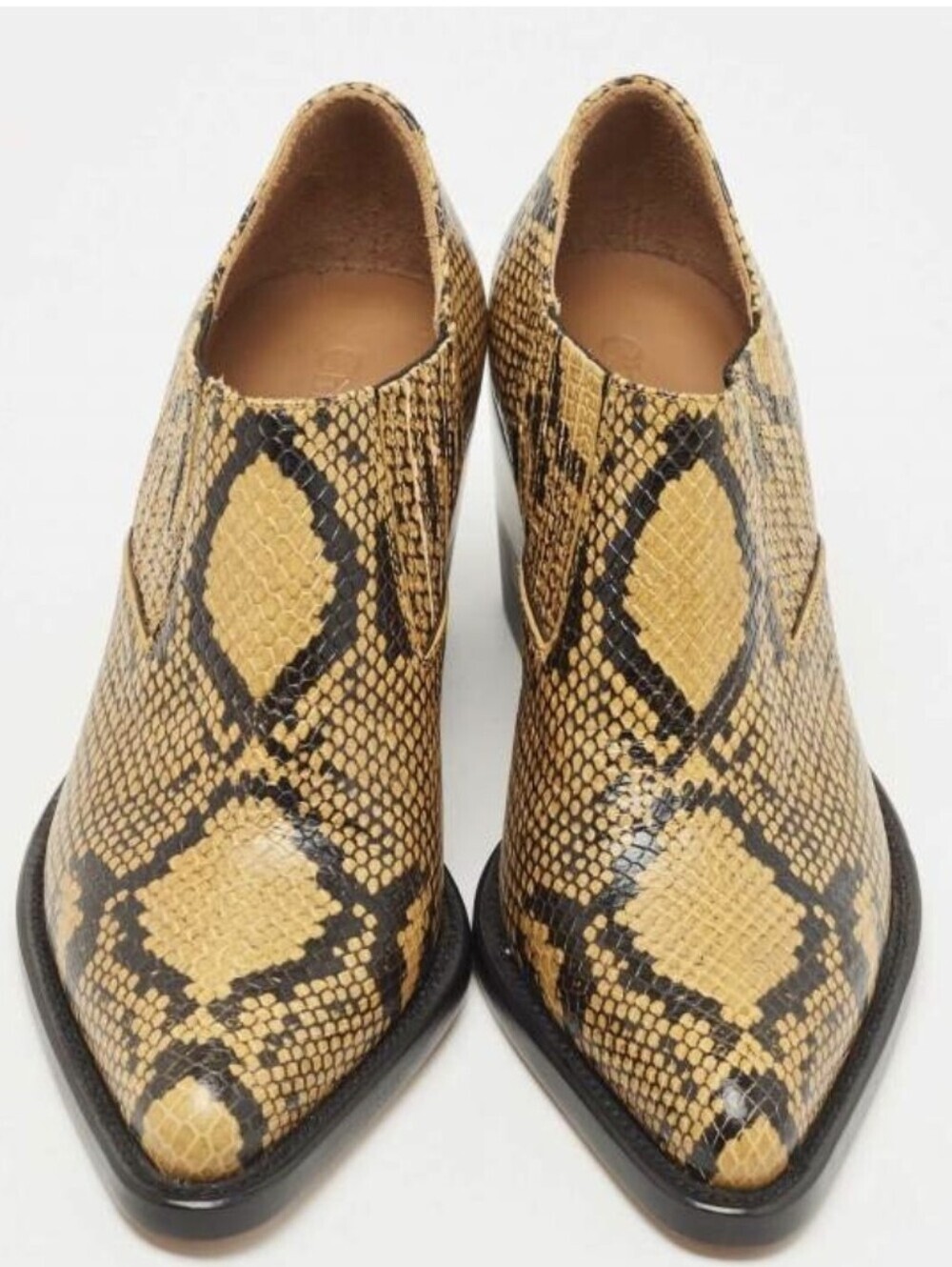 Chloé Rylee Snake Embossed Leather Booties-Black/Yellow - Picture 4 of 15